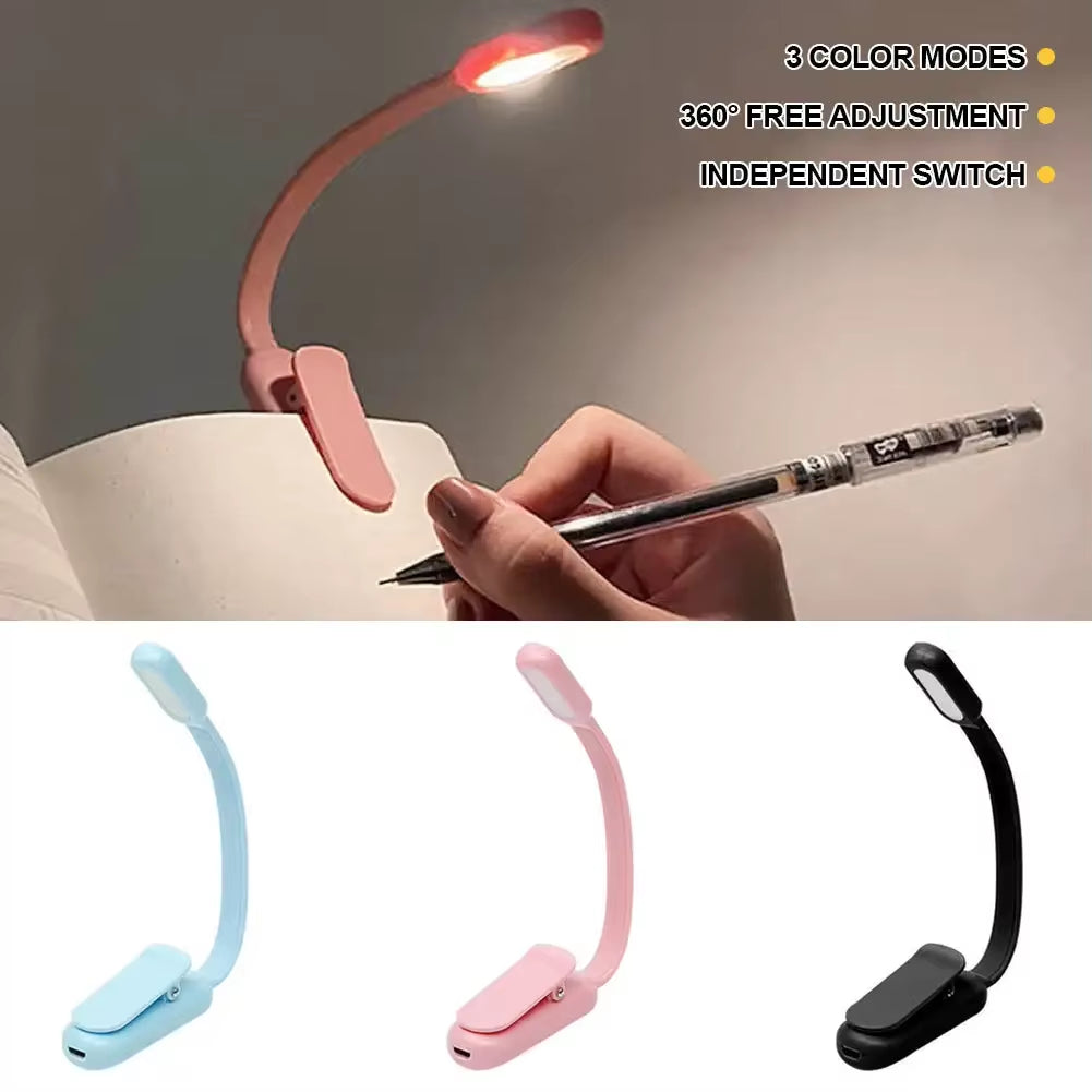 Adjustable Brightness USB Mini LED Clip-On Book Light - Perfect for Reading in Bed or Travel