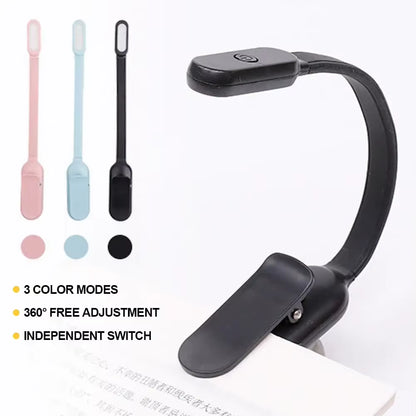 Adjustable Brightness USB Mini LED Clip-On Book Light - Perfect for Reading in Bed or Travel