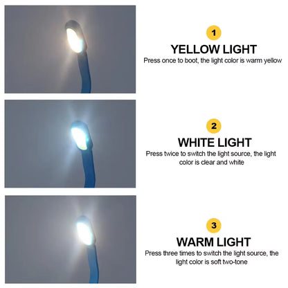 Adjustable Brightness USB Mini LED Clip-On Book Light - Perfect for Reading in Bed or Travel