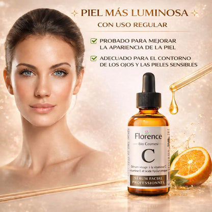 Suero Facial Orgánico Vitamina C Y Ácido Hialurónico Puro – Remueve Cicatrices De Acné, Manchas De Piel - Efecto anti Edad - Sérum BIO - Antiarrugas Illuminante Natural Para Rostro Y Cuello - 60Ml