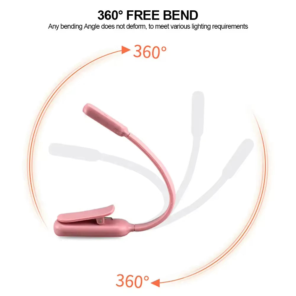 Adjustable Brightness USB Mini LED Clip-On Book Light - Perfect for Reading in Bed or Travel